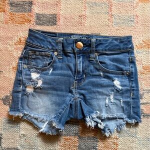 American Eagle Outfitters Ripped Blue Jean Shorts